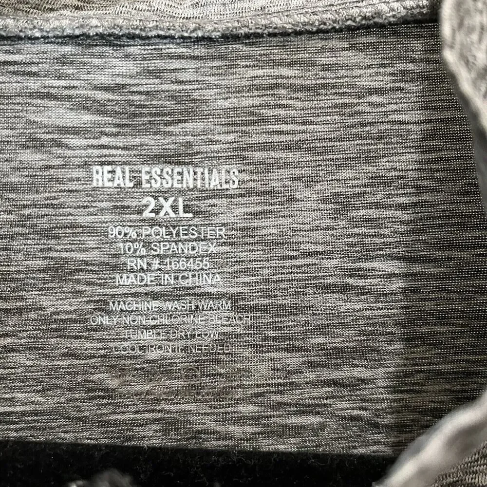 Real Essentials Gray Space Dye Quarter Zip Pullover Long Sleeve Shirt Mens 2XL